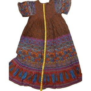 Vintage 90s Erika Taylor Bold Multicolored Lightweight Cotton Artsy Dress LARGE